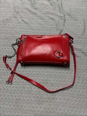 Rebecca Minkoff Red Leather Crossbody Bag with Chain Strap